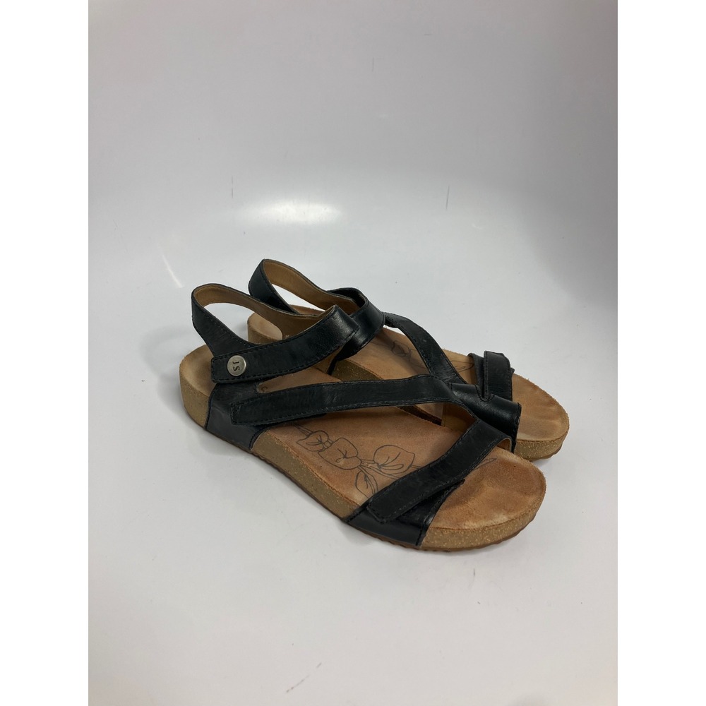 Josef Seibel Sandals Women 39 Black Excellent Leather Comfort Strappy Slingback